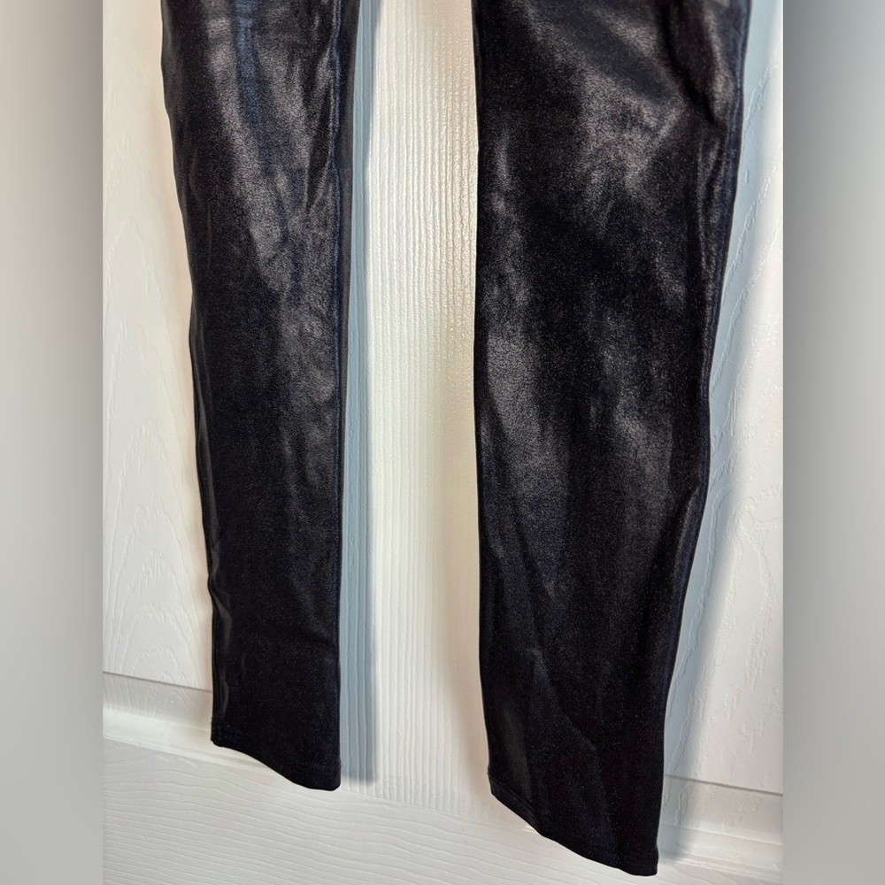 Spanx Leggings Women's Medium Faux Leather Pant Shiny Black Pull On Stretch Yoga - Picture 8 of 12